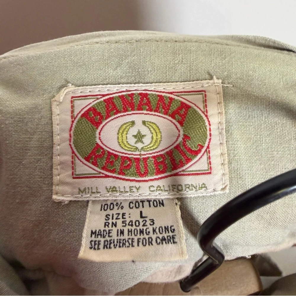 Vintage 1980s Banana Republic Safari Best Cotton Tan Mens Size L Fishing Cargo